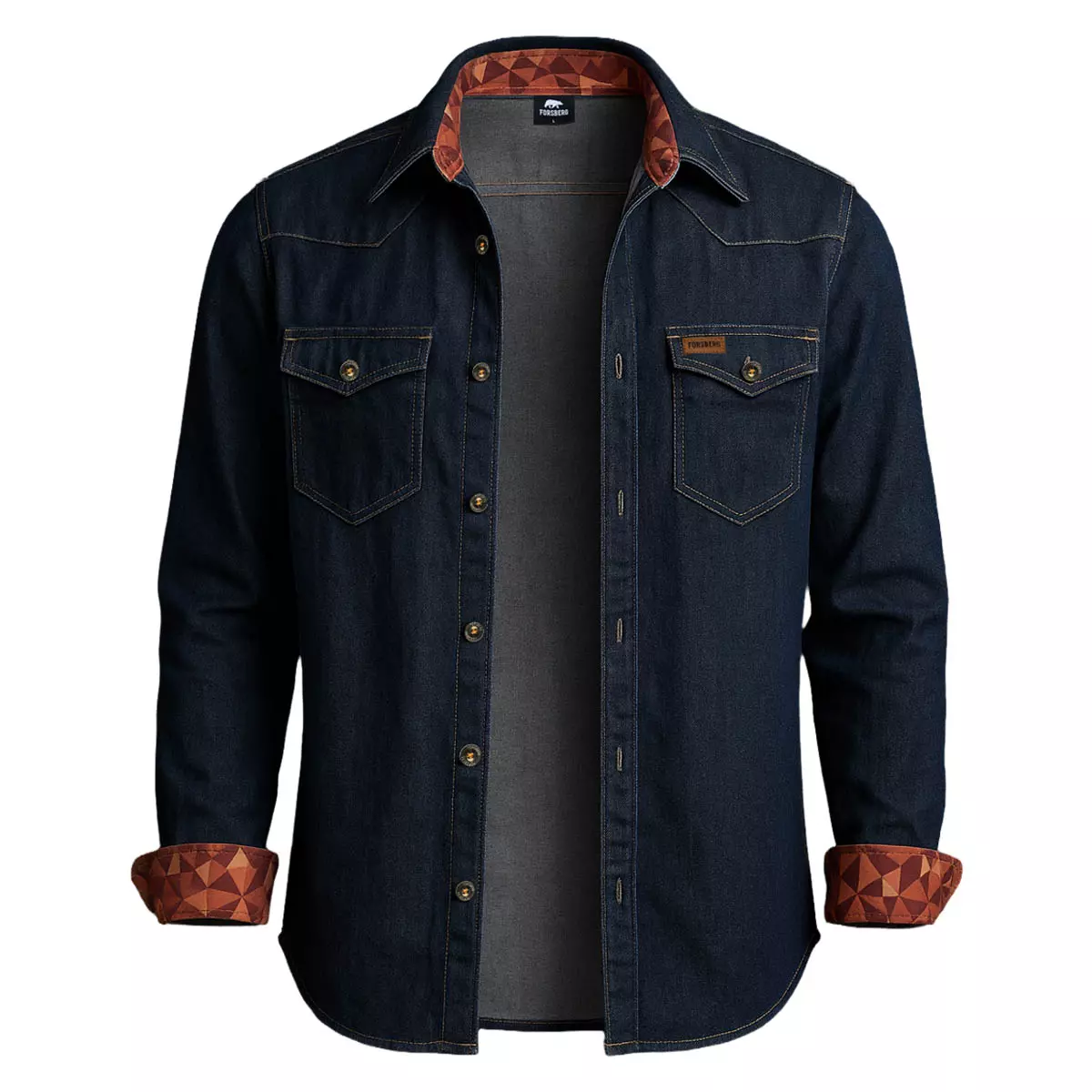 FORSBERG robustes Jeanshemd mit farbigem Ausputz - 2